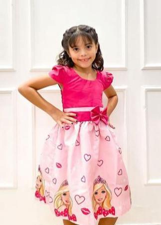 Vestido Festa Infantil Luxo Barbie Rosa Roupa Aniversário
