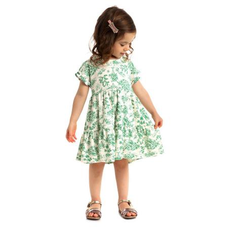 Vestido Infantil Milon em Cotton Estampado Off Verde Vestido