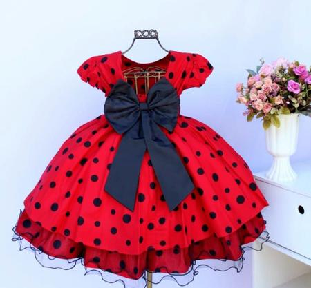 Vestido Infantil Vermelho Princesa Luxo E Tiara - pingo de gente