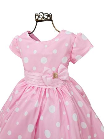 Imagem de Vestido Infantil Minnie Rosa Bolinha Tema Festa Confortável