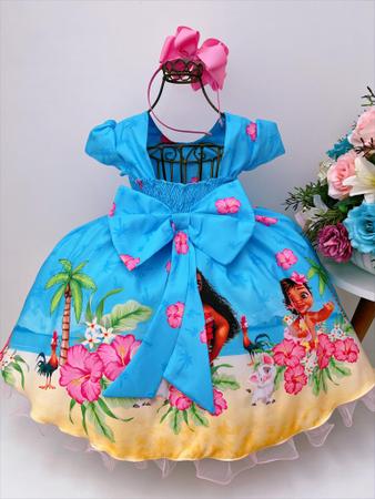 Vestido Infantil Temático Moana Baby Luxo com cinto pérolas - Fabuloso  Ateliê