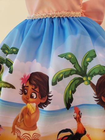 Fantasia Moana Baby Infantil Vestido Roupa Festa