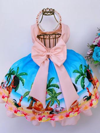 Fantasia Moana Baby Infantil Vestido Roupa Festa