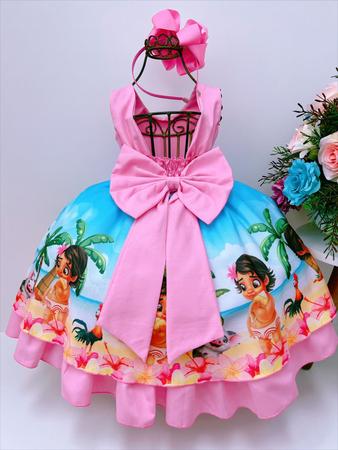 Vestido Infantil Frufru Temático Personalizado Moana Baby