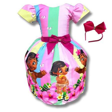 Vestido Moana Baby Infantil Luxo Festa Aniversário