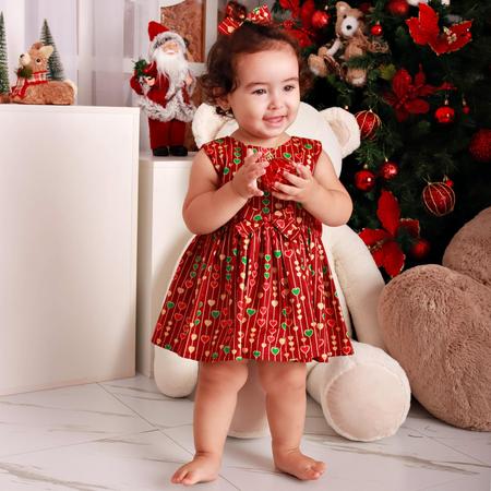 Vestido Infantil Natalino de Cora o Confort vel 100 Algod o