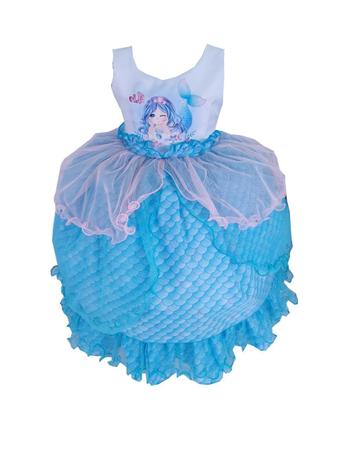 Pequena Sereia Fantasia Infantil Vestido Calda Princesa Mar