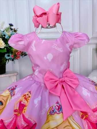 Vestido Barbie Rosa Aniversario Infantil