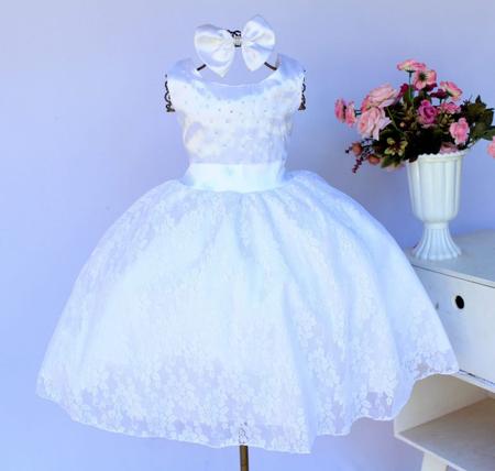 Imagem de Vestido Infantil Princesa Dama Batizado Comunhão Casamento