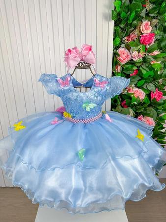 Vestido infantil Princesa Jardim Encantado Azul c/ aplique - tematicos - Vestido  Infantil - Magazine Luiza