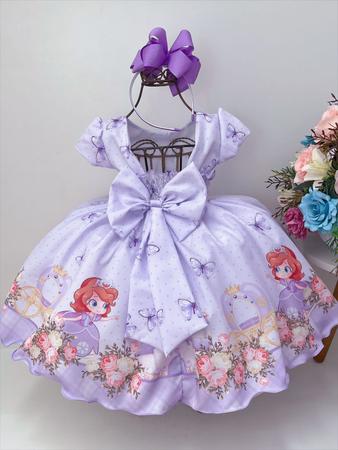 Vestido Infantil Princesa Sofia Lilás Aniversário Temático - Tio