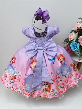 Vestido Regata Infantil Temático Princesa Sofia Lilás