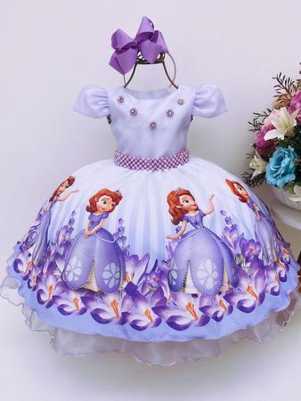 Fantasia Infantil Princesa Princesinha Sofia Vestido Princesa Sofia Luxo Princesinha  Sofia