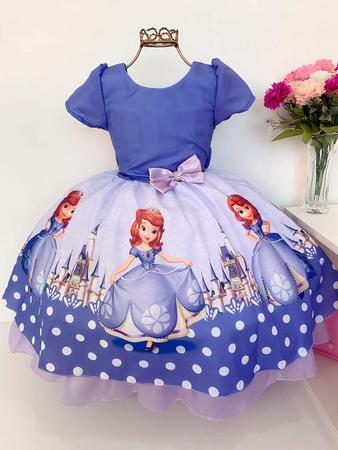 Vestido infantil princesa sofia tema aniversario 1 ao no Shoptime
