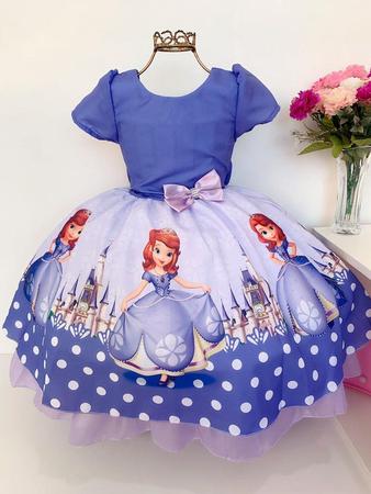 Vestido Infantil Temático Princesa Sofia Aniversário