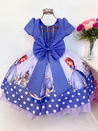 Vestido Infantil Temático Princesa Sofia Aniversário