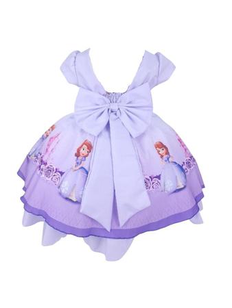 Vestido Infantil Temático Neoprene Princesa Sofia Rosa 1 ano