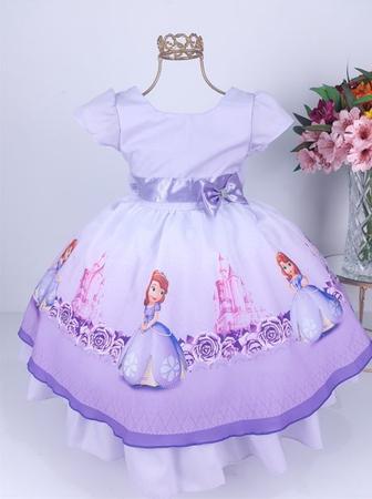 Vestido Infantil Princesa Sofia Temático Luxo Festa Aniversário 1