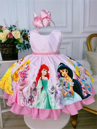 Vestido Infantil de Festa Rosa Bebê Luxo Princesa