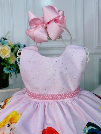 VESTIDO INFANTIL PRINCESA ARIEL PÉROLAS RENDA BRILHO