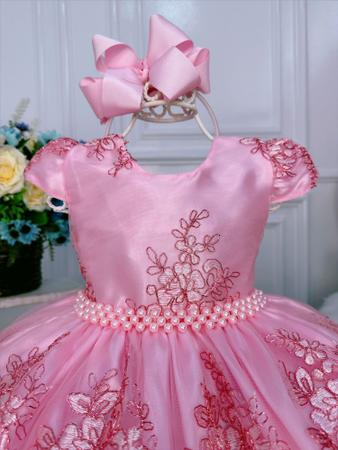 Vestido de renda infantil cheap rosa