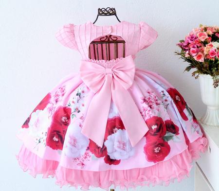 Vestido Infantil Vermelho Princesa Luxo E Tiara - pingo de gente