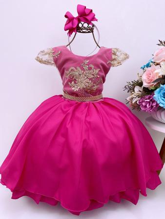 Vestido infantil rosa tema Barbie princesa