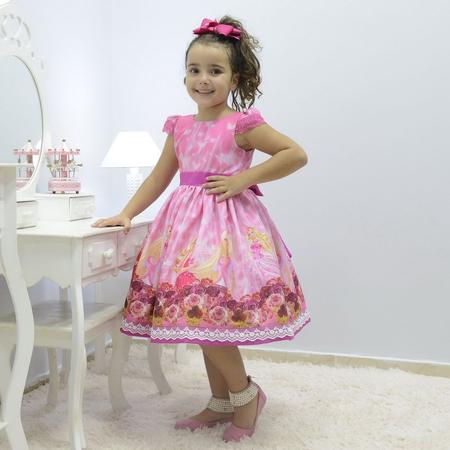 Imagem de Vestido infantil rosa tema Barbie princesa