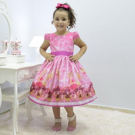 Imagem de Vestido infantil rosa tema Barbie princesa