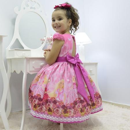 Imagem de Vestido infantil rosa tema Barbie princesa