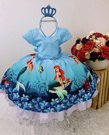 Vestido Infantil Princesa Sofia Pequena Sereia Ariel Luxo 1 A 3 Anos no  Shoptime