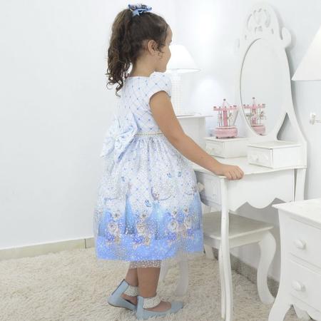 Imagem de Vestido infantil tema Elsa - Frozen com tule francês e glitter