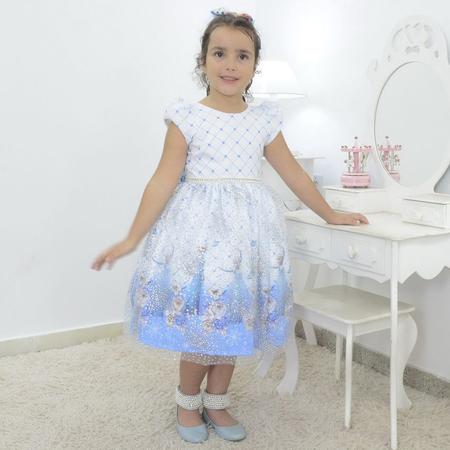 Imagem de Vestido infantil tema Elsa - Frozen com tule francês e glitter