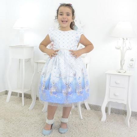 Imagem de Vestido infantil tema Elsa - Frozen com tule francês e glitter