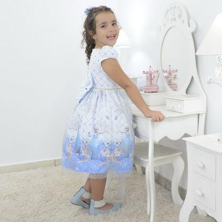 Imagem de Vestido infantil tema Elsa - Frozen com tule francês e glitter