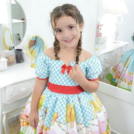 Imagem de Vestido infantil tema festa junina xadrez