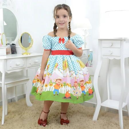 Imagem de Vestido infantil tema festa junina xadrez