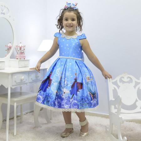 Imagem de Vestido infantil tema Frozen - Elsa e Anna