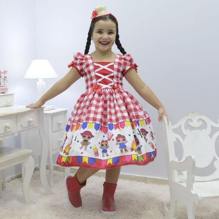 Imagem de Vestido infantil tema quadrilha - Festa Junina da Lol Surprise