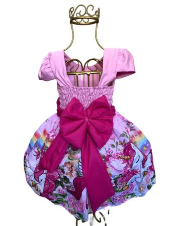 Imagem de Vestido Infantil Temático Luxo Unicornio Mesversario