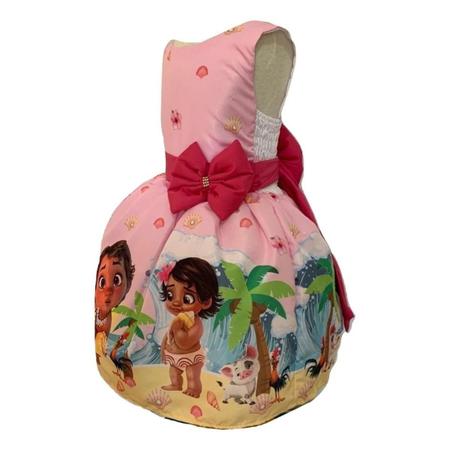 Vestido Infantil Temático Moana Baby Luxo - Pequenos Encantos Baby