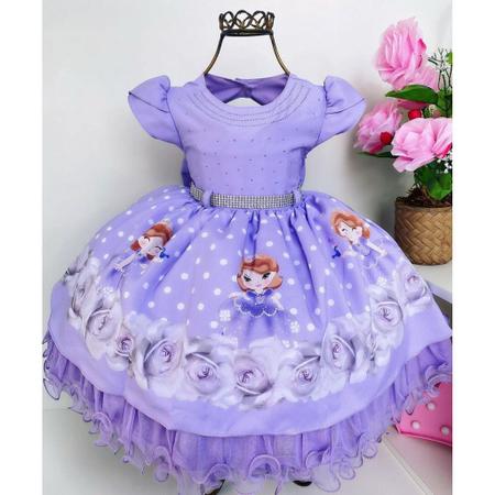 Vestido Infantil Princesa Sofia Temático Luxo Festa Aniversário 1