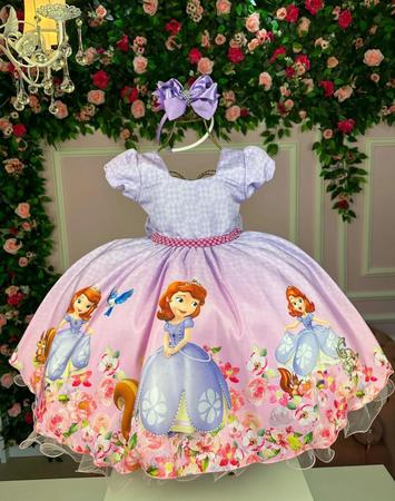 Vestido Infantil Princesa Sofia Temático Roupa Festa