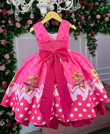 Imagem de Vestido Infantil Tematicos Da Miss Sky Patrulha Canina Rosa