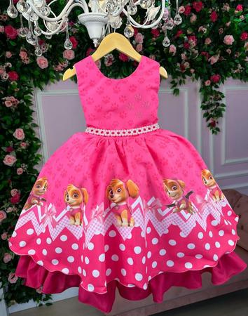 Imagem de Vestido Infantil Tematicos Da Miss Sky Patrulha Canina Rosa