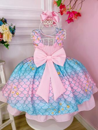 Imagem de Vestido Infantil Tie Dye Sereia Princesa Luxo Festa 4397RS