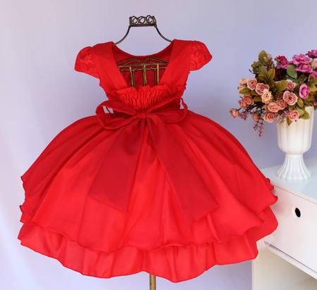 Vestido Infantil Vermelho Princesa Luxo E Tiara - pingo de gente