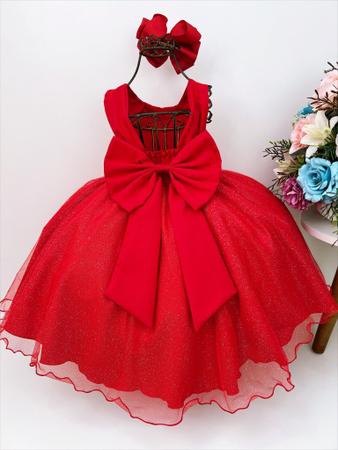 Vestido Infantil Vermelho Social Rodado Luxo Festa Princesa Pérolas Natal  Ct7504vermelho06anos | Roupa Infantil para Menina Nunca Usado 91830276 