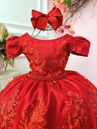 Vestido de festa hotsell infantil vermelho luxo