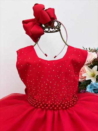 Vestido infantil Vermelho Daminha de Casamento Princesa - Vermelho